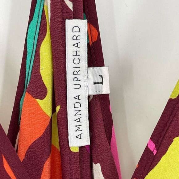 Amanda Uprichard 100% Silk Sleeveless Maxi Dress Animal Print Large Multi Color - Picture 7 of 8